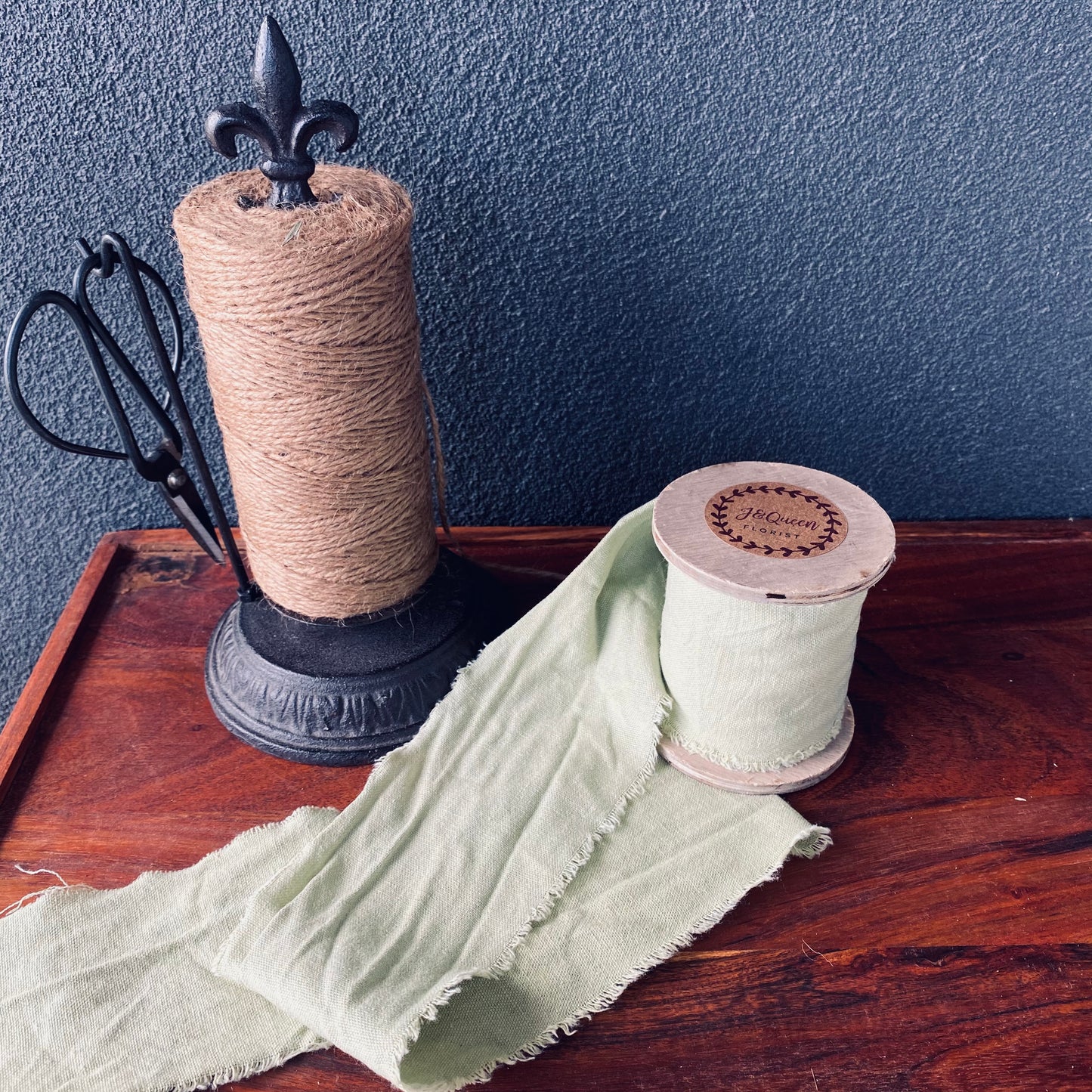 Linen Ribbon On Wooden Spool ( Large )