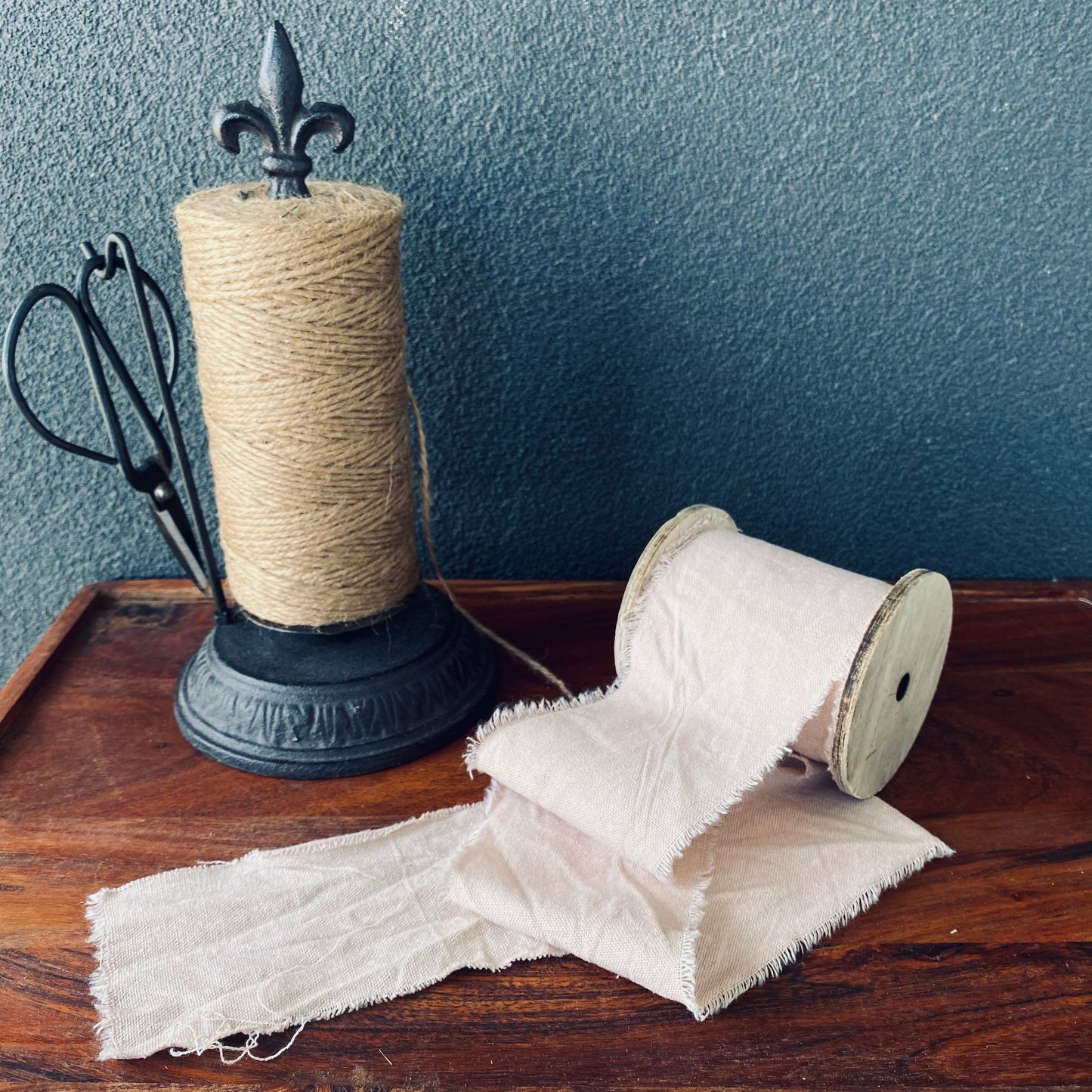 Linen Ribbon On Wooden Spool ( Large )