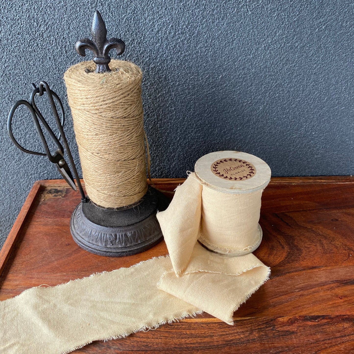 Linen Ribbon On Wooden Spool ( Large )