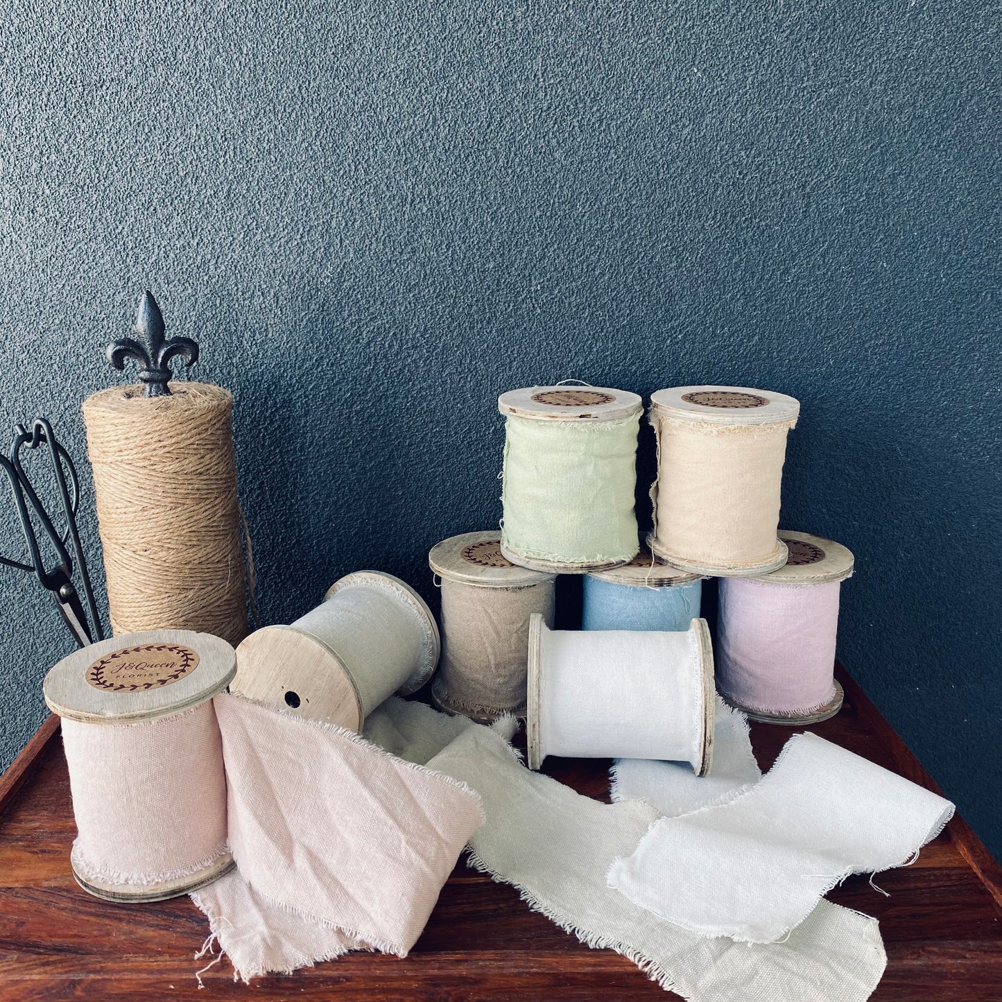 Linen Ribbon On Wooden Spool ( Large )