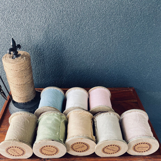 Linen Ribbon On Wooden Spool ( Large )