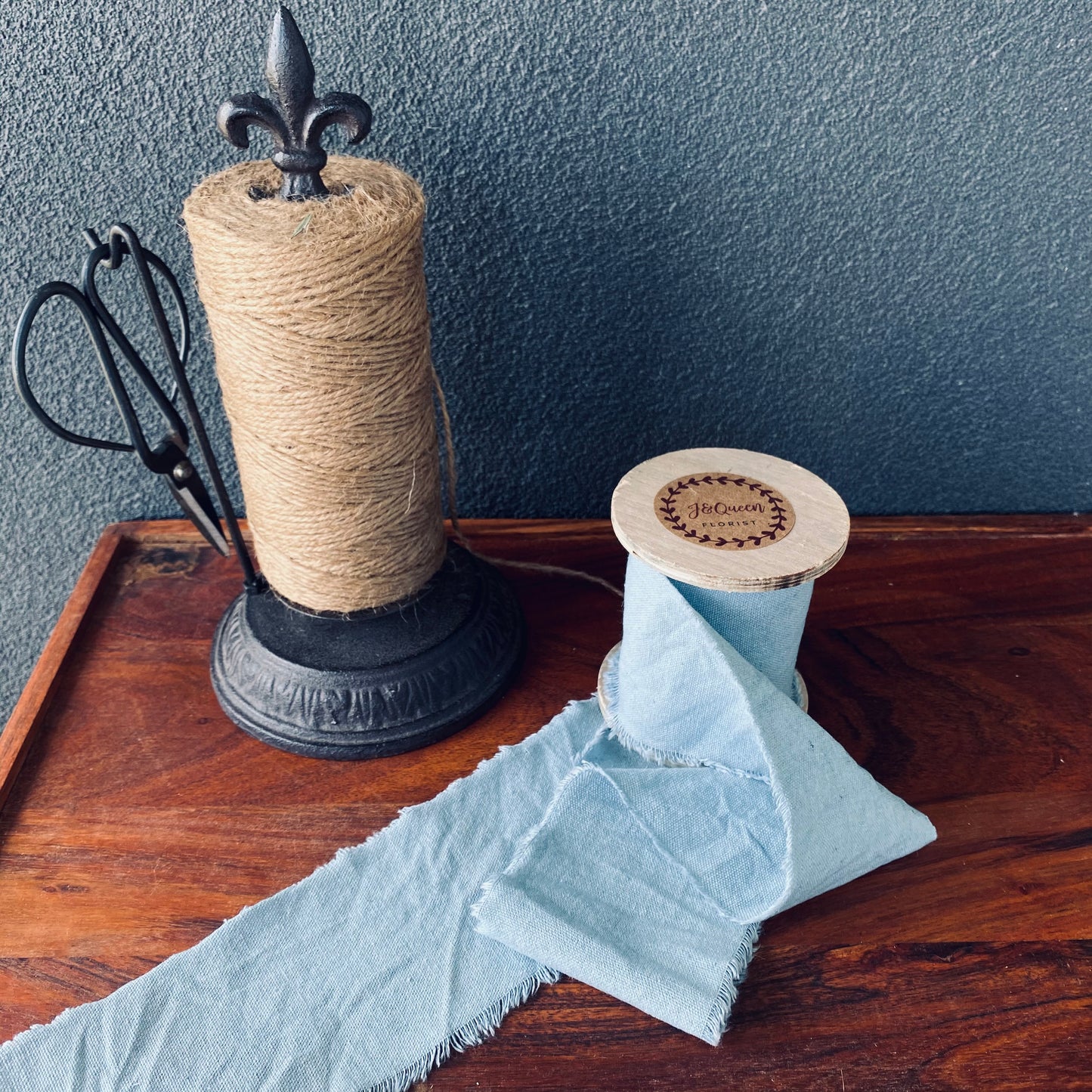 Linen Ribbon On Wooden Spool ( Large )